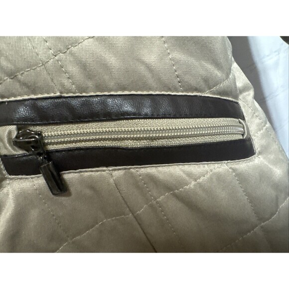 Pendleton Quilted Leather Trim Barn Riding Jacket Coat Beige Tan Zip Women Large - Picture 5 of 11